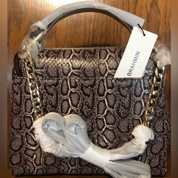 NWT-Brahmin-Rene-Expresso Caswell Satchel-Non Melbourne Croc-Mini Python-$395 - Picture 3 of 16